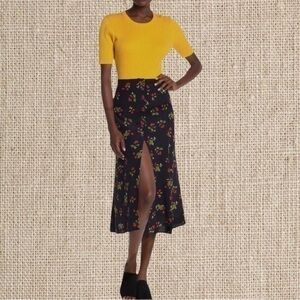 Cherry print Midi button down skirt